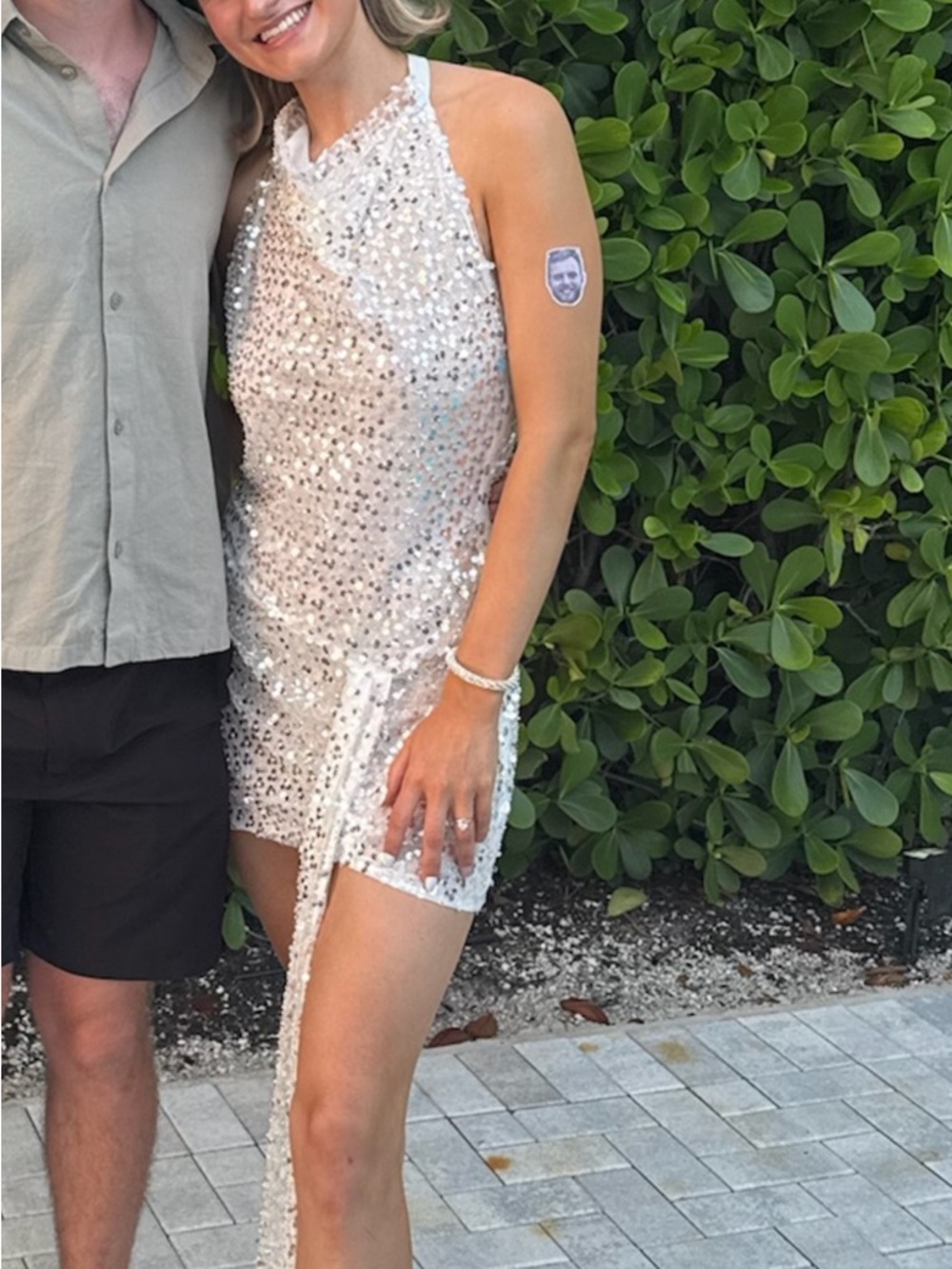 Peppermayo White sequin-Embellished Halter Mini Dress - Picture 5 of 5